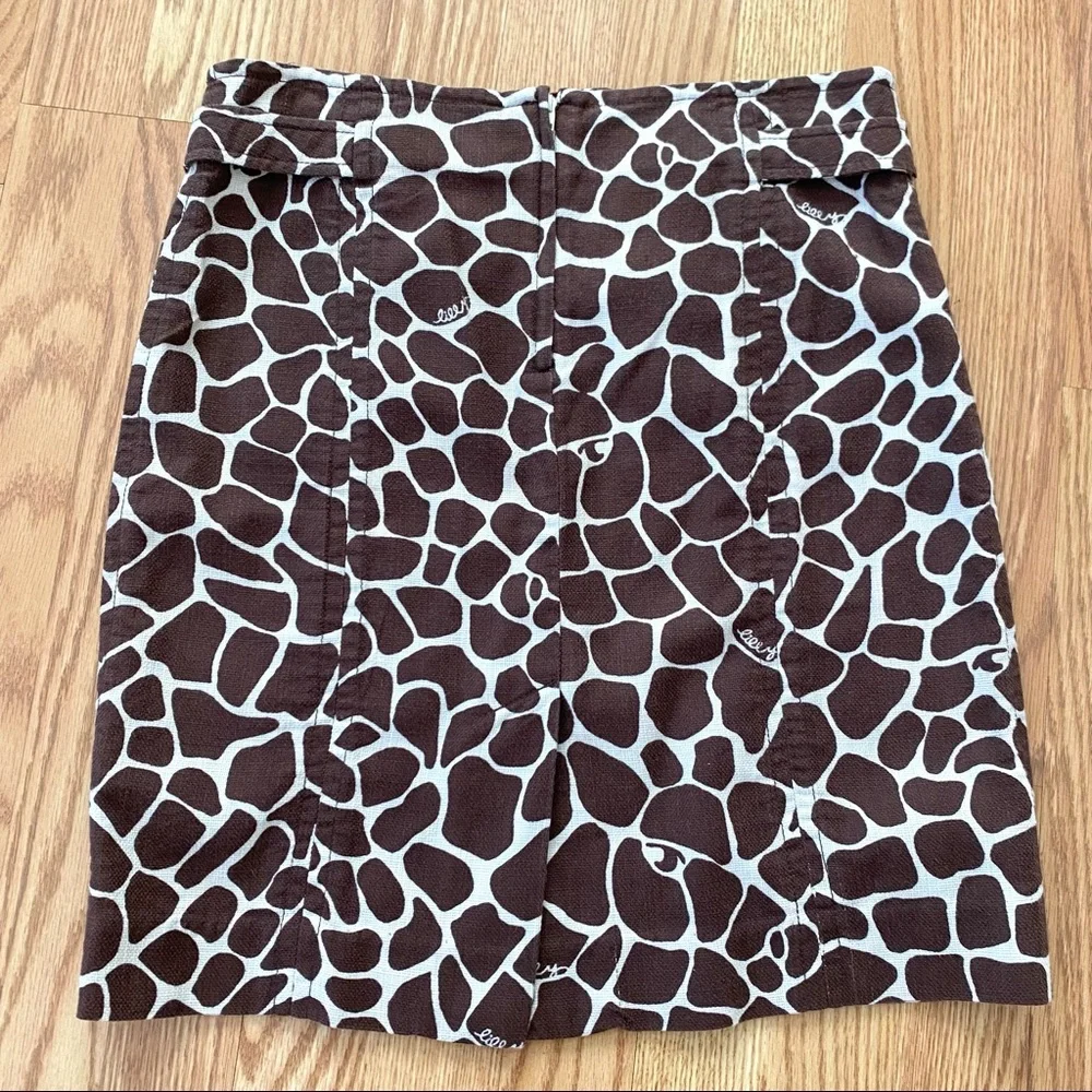 LILLY PULITZER SKIRT SPECKLE & HIDE GIRAFFE PRINT BROWN SIZE 4 COTTON PREPPY